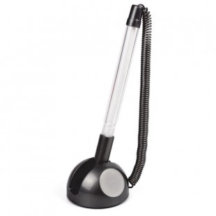 Ручка шариковая настольная BRAUBERG "СТЕНД-ПЕН", на пружинке, с клейким основанием, цвет корпуса черный, синяя, 141351