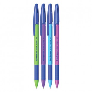Ручка шариковая ERICH KRAUSE "R-301 Neon", грип, узел 0,7 мм, пластик, синий
