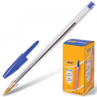 Ручка шариковая BIC "Cristal", узел 1 мм, пластик, синий