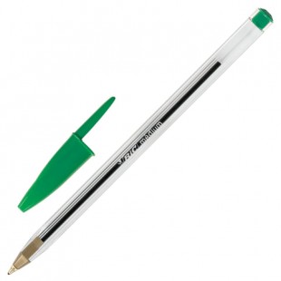 Ручка шариковая BIC "Cristal", узел 1 мм, пластик, зеленый