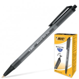 Ручка шариковая автоматическая BIC "Round Stic Clic", узел 1 мм, черный