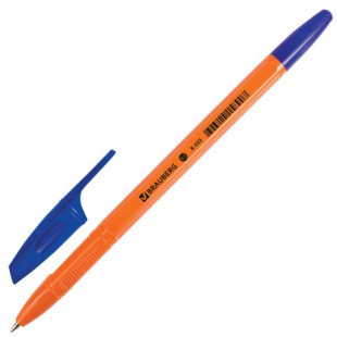 Ручка шариковая BRAUBERG "X-301 Orange", узел 0,7 мм, синий