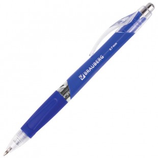 Ручка шариковая автоматическая BRAUBERG "Rave", грип, узел 0,7 мм, синий