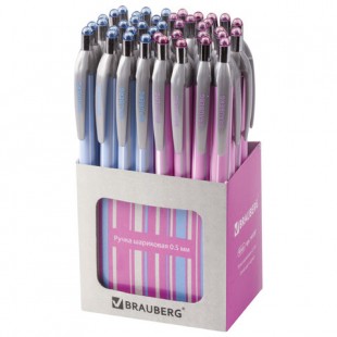 Ручка шариковая автоматическая BRAUBERG "Sakura", узел 0,5 мм, синий