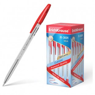 Ручка шариковая ERICH KRAUSE "R-301 Classic", узел 1 мм, красный