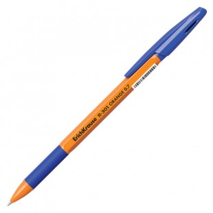 Ручка шариковая масляная ERICH KRAUSE "R-301 Orange Stick&Grip", грип, узел 0,7 мм, синий