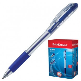 Ручка шариковая автоматическая ERICH KRAUSE "R-509", грип, узел 0,7 мм, синий