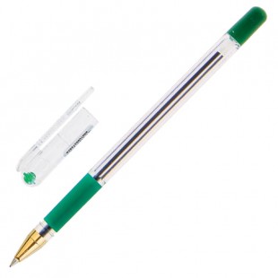 Ручка шариковая MUNHWA "MC GOLD", грип, узел 0,5 мм, пластик, зеленый