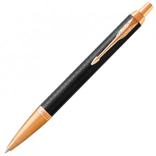 Ручка шариковая PARKER "IM Premium Black GT", корпус черный, анодированный алюминий, позолоченные детали, 1931667, синяя