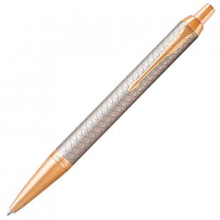 Ручка шариковая PARKER "IM Premium Warm Silver GT, корпус серебристый, анодированный алюминий, позолоченные детали, 1931687, синяя