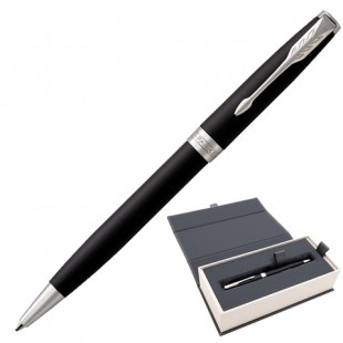 Ручка шариковая PARKER "Sonnet CT", корпус черный лак, латунь, палладиевое покрытие деталей, 1931524, черная