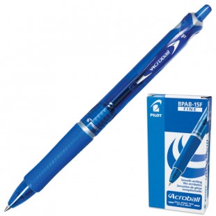 Ручка шариковая автоматическая PILOT “Acroball”, грип, узел 0,7 мм, синий