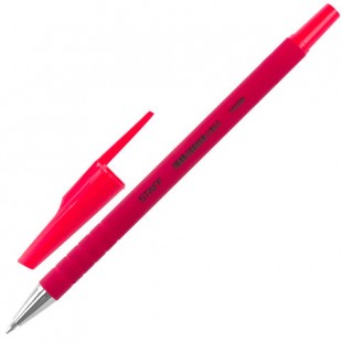 Ручка шариковая STAFF, узел 0,7 мм, пластик, красный