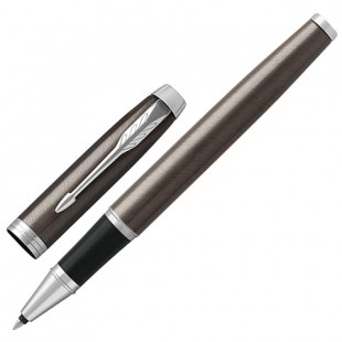 Ручка-роллер PARKER "IM Core Dark Espresso CT", узел 0,5 мм, латунь, кофейный/черный