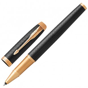 Ручка-роллер PARKER "IM Premium Black GT", узел 0,5 мм, алюминий, черный/черный