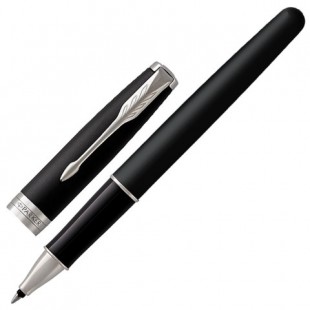 Ручка-роллер PARKER "Sonnet Matte CT", узел 0,5 мм, латунь, черный/черный