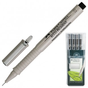 Ручки капиллярные FABER-CASTELL "Ecco Pigment", набор 4 шт., 0,1 0,3 0,5 0,7 мм, пластиковая упак