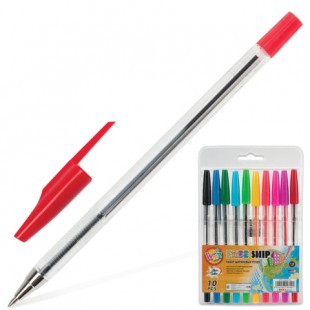 Ручки шариковые BEIFA "WMZ", узел 1,2 мм, комплект 10 цветов