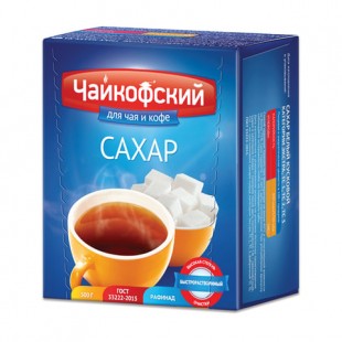Сахар-рафинад "Чайкофский", 0,5 кг (98 кусочков, 15х16х21 мм), высший сорт по ГОСТу, картонная упаковка