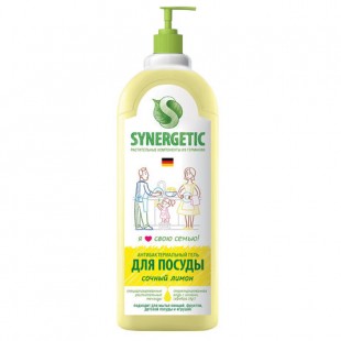 Средство для мытья посуды SYNERGETIC "Антибактериальное. Лимон", 1 л, дозатор