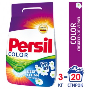 Стиральный порошок автомат PERSIL "Color. Свежесть от Vernel", 3 кг, пакет