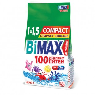 Стиральный порошок автомат BIMAX "100 пятен", 6 кг, пакет