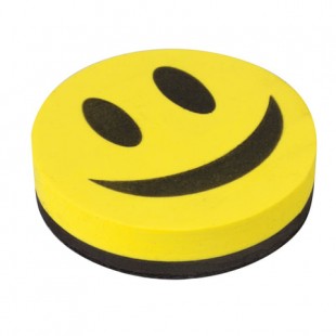 Стиратель магнитный для маркерной доски STAFF "Смайлик", 90 мм, желтый