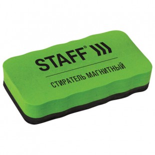 Стиратель магнитный для маркерной доски STAFF "Basic", 107х57 мм, зеленый