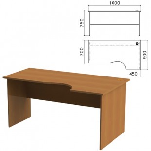 Стол письменный эргономичный SV "Монолит", 1600х900х750 мм, правый, орех гварнери