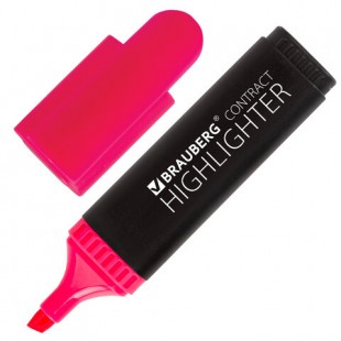 Текстмаркер BRAUBERG "Contract", скошенный наконечник 1-5 мм, розовый