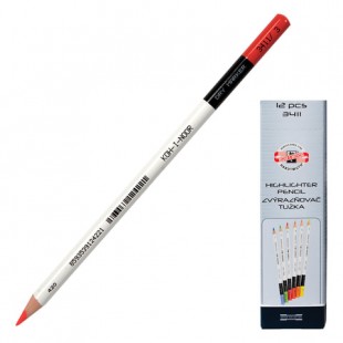 Текстмаркер-карандаш KOH-I-NOOR, скошенный наконечник 3-3,8 мм, красный