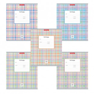 Тетрадь ERICH KRAUSE "Новая шотландка", А5, 24 листа, клетка, мелованный картон, ассорти