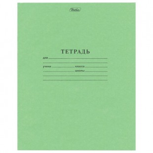 Тетрадь HATBER, А5, 12 листов, крупная клетка, бумага обложечная, зеленый