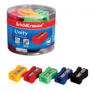 Точилка ERICH KRAUSE "Unity", 1 отверстие, пластик, ассорти