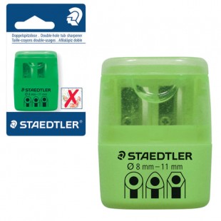 Точилка с контейнером STAEDTLER (Германия), 2 отверстия, пластик, зеленый