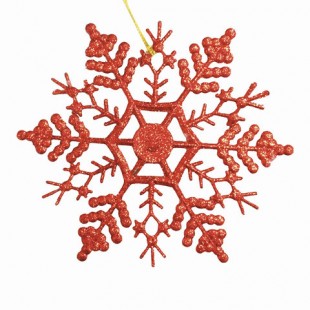 Украшение декоративное подвесное "Снежинка-паутинка красная", 16,5х16,5 см, пластик