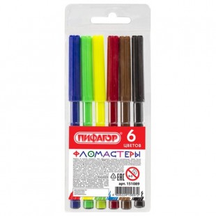 Фломастеры ПИФАГОР, набор 6 цветов