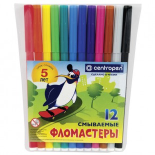 Фломастеры CENTROPEN "Пингвины", набор 12 цветов