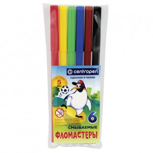 Фломастеры CENTROPEN "Пингвины", набор 6 цветов