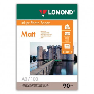 Фотобумага LOMOND, А3, 90 г/м2, 100 листов, белый матовый