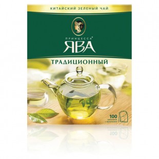 Чай ПРИНЦЕССА ЯВА, зеленый, 100 пакетиков с ярлычками по 2 г