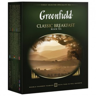 Чай черный GREENFIELD "Classic Breakfast", 100 пакетов, коробка