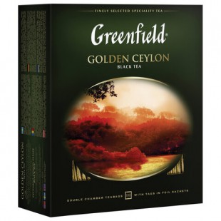 Чай черный GREENFIELD "Golden Ceylon", 100 пакетов, коробка