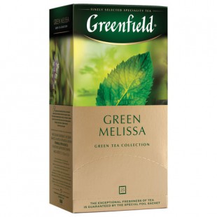 Чай зеленый GREENFIELD "Green Melissa", 25 пакетов, коробка