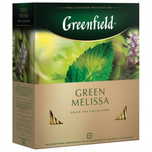 Чай зеленый GREENFIELD "Green Melissa", 100 пакетов, коробка