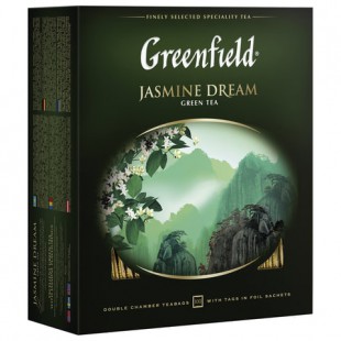 Чай зеленый GREENFIELD "Jasmine Dream", 100 пакетов, коробка
