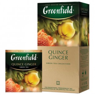 Чай GREENFIELD "Quince Ginger", зеленый, айва-имбирь, 25 пакетиков в конвертах по 2 г