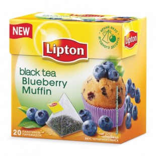 Чай черный LIPTON "Blueberry Muffin", 32 г, коробка 20 пакетов