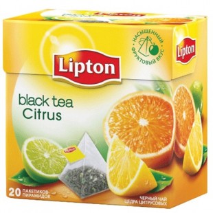 Чай черный LIPTON "Citrus", 36 г, коробка 20 пакетов
