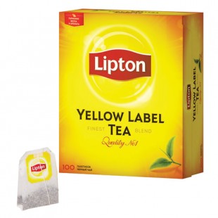 Чай черный LIPTON "Yellow Label", 200 г, коробка 100 пакетов